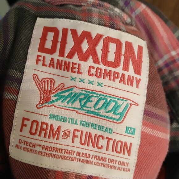 DIXXON Flannel Company Pink and Gray Flannel Shreddy Shirt- Size Medium - Picture 10 of 10